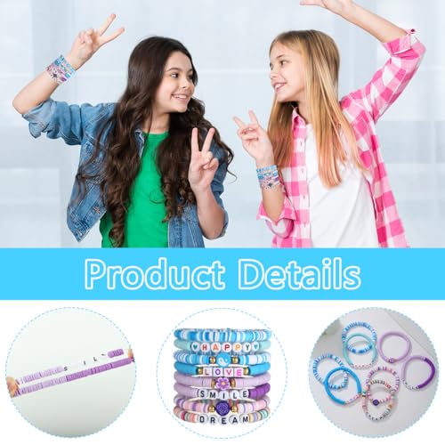 SANNIDHI® Friendship Bracelet - Bohemian Stackable Handbag for Ladies - Surfer Clay Beaded Bracelet - Elastic College Style Bracelets - Colorful Bohemian Handbag Accessory - Blue SANNIDHI® Friendship Bracelet - Bohemian Stackable Handbag for Ladies - Surfer Clay Beaded Bracelet - Elastic College Style Bracelets - Colorful Bohemian Handbag Accessory - Blue